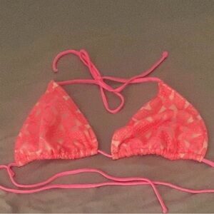 Neon Pink Triangle Bikini Top